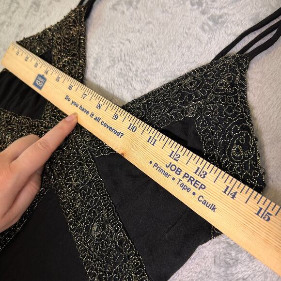 Vintage Y2K Guess Jeans Beaded Empire Waist Slip Dress Womens M Black Evening - Picture 5 of 12